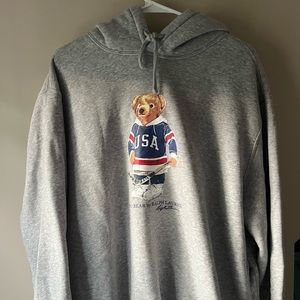 Like new Ralph Lauren USA hockey polo bear hoodie